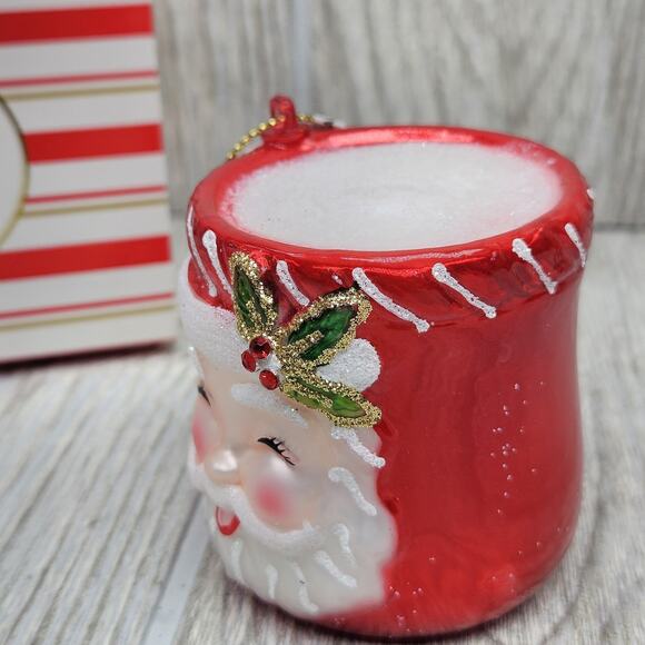 Eric Cortina Collection Santa Mug Glass‎ Ornament Holiday Christmas EC Boxed New - Picture 3 of 6